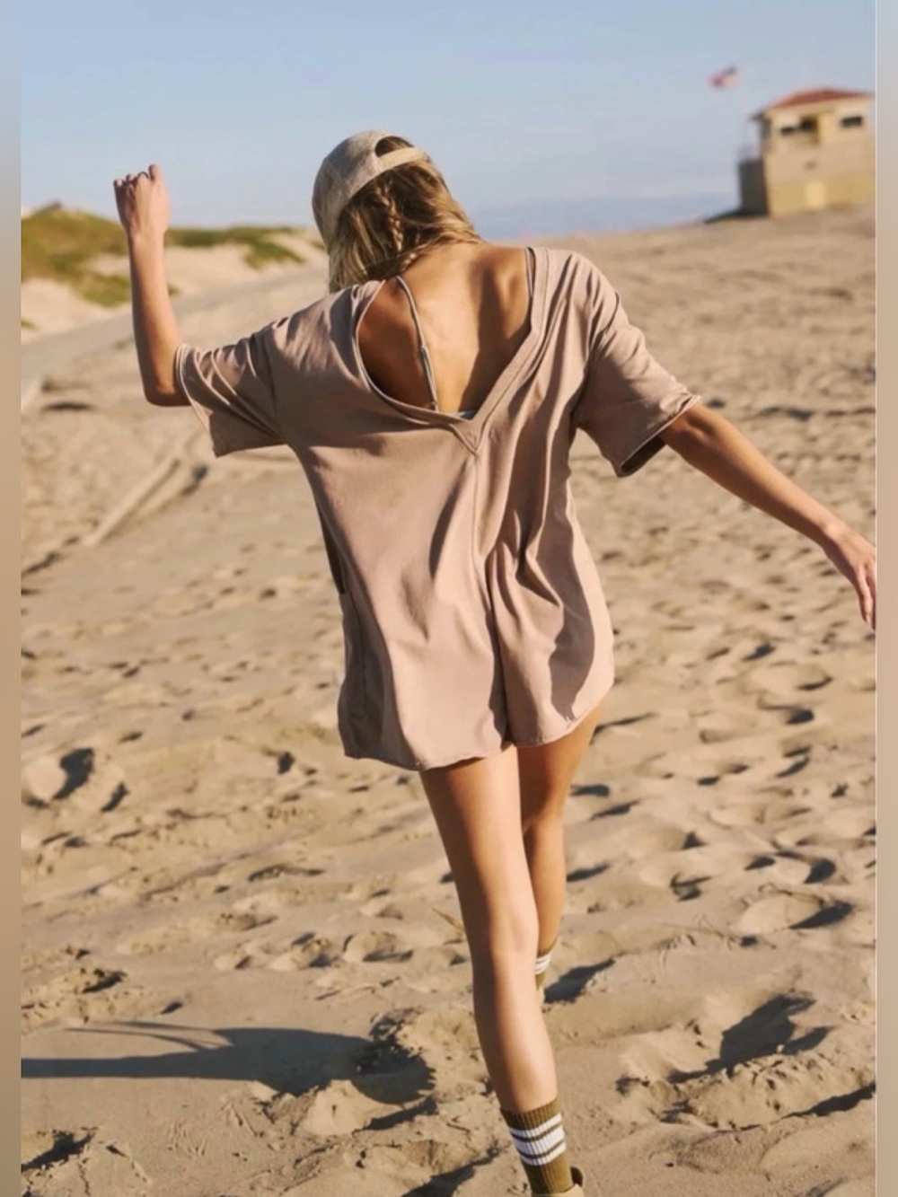NWT Free People Movement Hot Shot Tee Mocha Latte Romper SzS